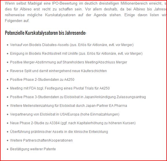 Albireo neuer big player im Pharma-Milliardenmarkt 950103