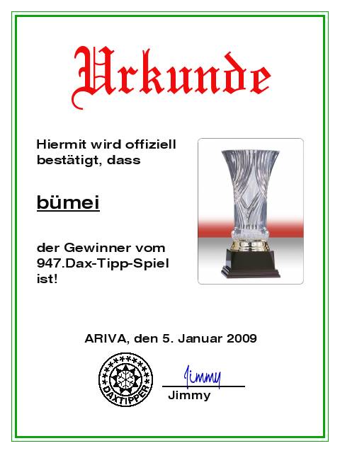 949.DAX Tipp-Spiel, Mittwoch, 07.01.09, 17.45 Uhr 208654