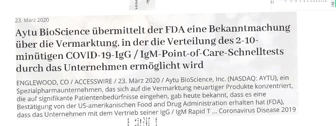 Aytu - die nächste (Corona) Sau wird durchs Dorf.. 1170322