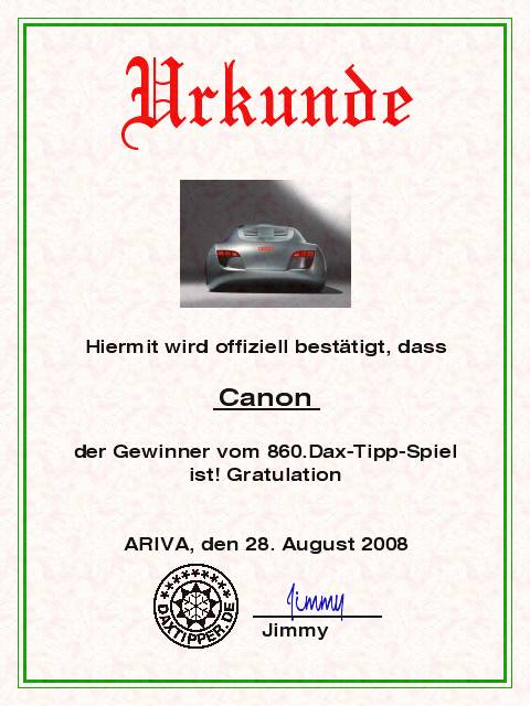 861.DAX Tipp-Spiel, Freitag 29.08.08, 17.45 Uhr 182999