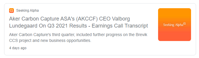 Aker Carbon Capture ASA für die Klimaziele 1281427