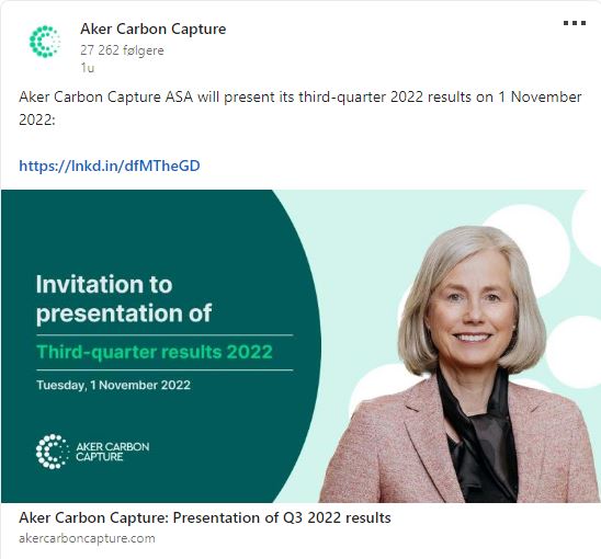 Aker Carbon Capture ASA für die Klimaziele 1339981