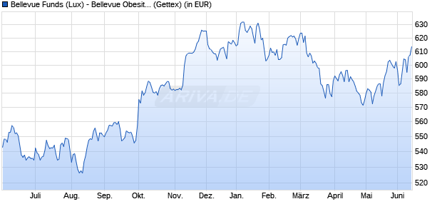 Performance des Bellevue Funds (Lux) - Bellevue Obesity Solutions B EUR (WKN A0X8YU, ISIN LU0415392249)