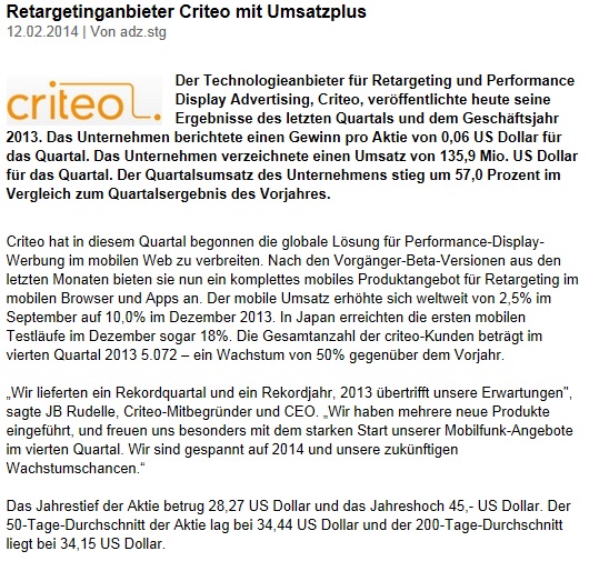 Criteo Marktführer für PerformanceDisplay-Lösungen 699374