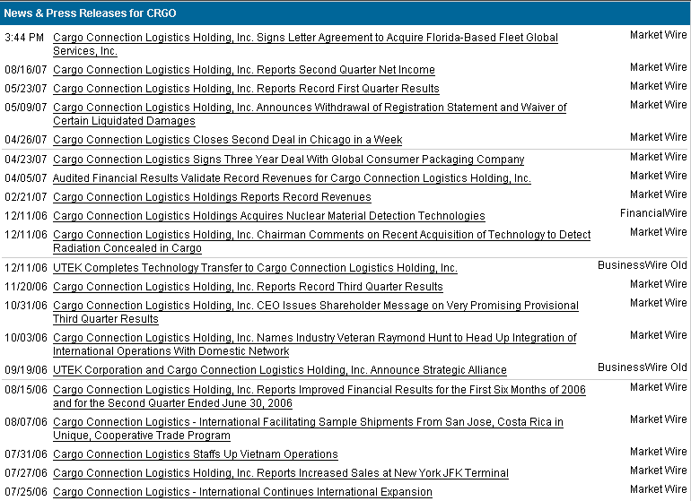 CRGO - Cargo Connection Holdings $$$$$$$$$$$$$$$$$ 164385