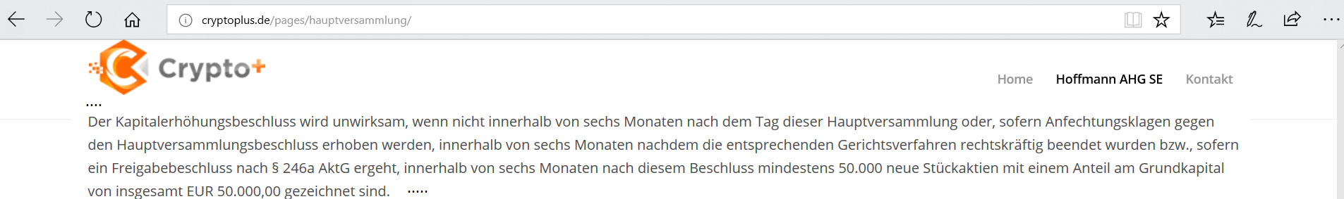 Umbenennung in CryptoPlus SE 1066436