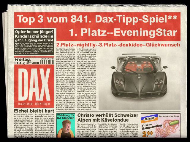 842.DAX-Tipp-Spiel**Montag**04.08.08-17.45 Uhr 177849