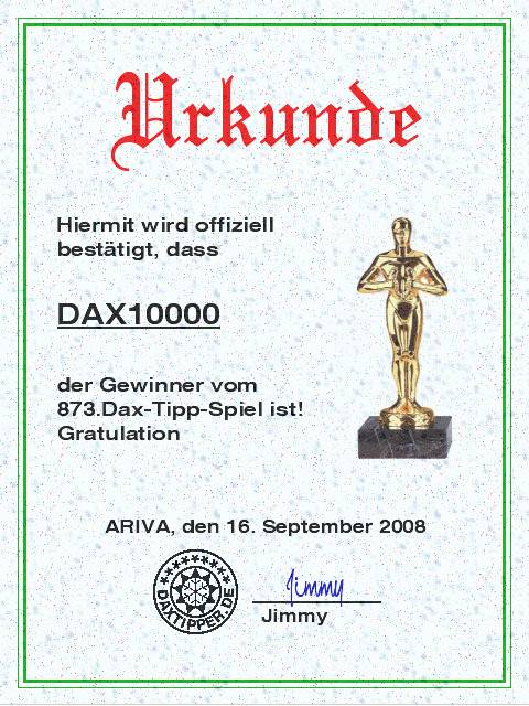 874.DAX Tipp-Spiel *Mittwoch* 17.09.08, 17.45 Uhr 186704