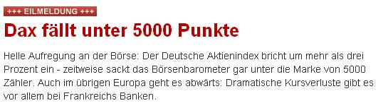 DAX fällt unter 5000 Punkte 438384