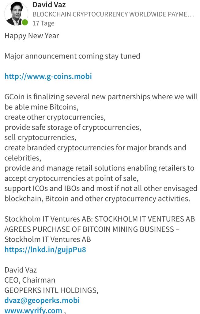 Blockchain -neue Kursrakete? WKN A116BG Stockholm 1036203