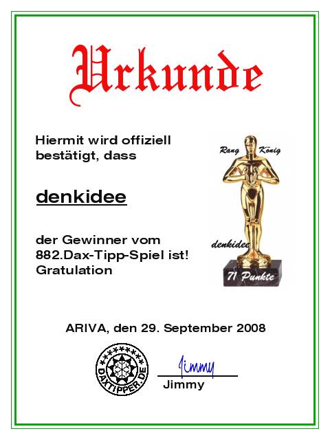 883.DAX Tipp-Spiel *Dienstag* 30.09.08, 17.45 Uhr 189330