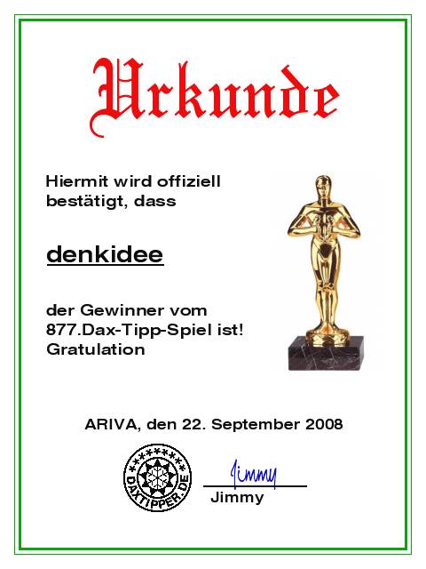 878.DAX Tipp-Spiel *Dienstag* 23.09.08, 17.45 Uhr 187950