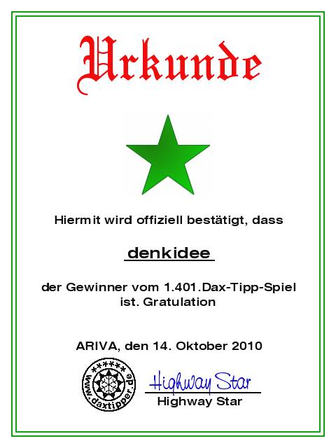 1.402.DAX Tipp-Spiel, Freitag, 15.10.10 351351