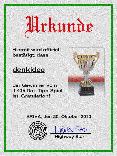 1.406.DAX Tipp-Spiel, Donnerstag, 21.10.10 352587