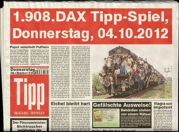 1.908.DAX Tipp-Spiel, Donnerstag, 04.10.2012 541200