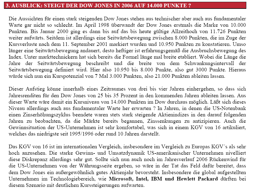 Steigt der Dow in 2006 auf 14.000 Punkte ? 24344