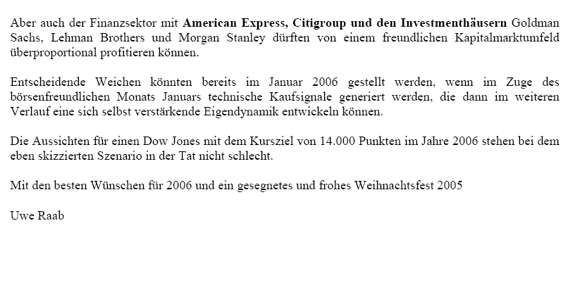 Steigt der Dow in 2006 auf 14.000 Punkte ? 24345