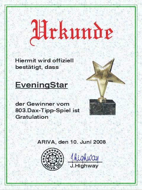 803.DAX Tipp-Spiel, Dienstag, 10.06.08, 17:45 Uhr 168360