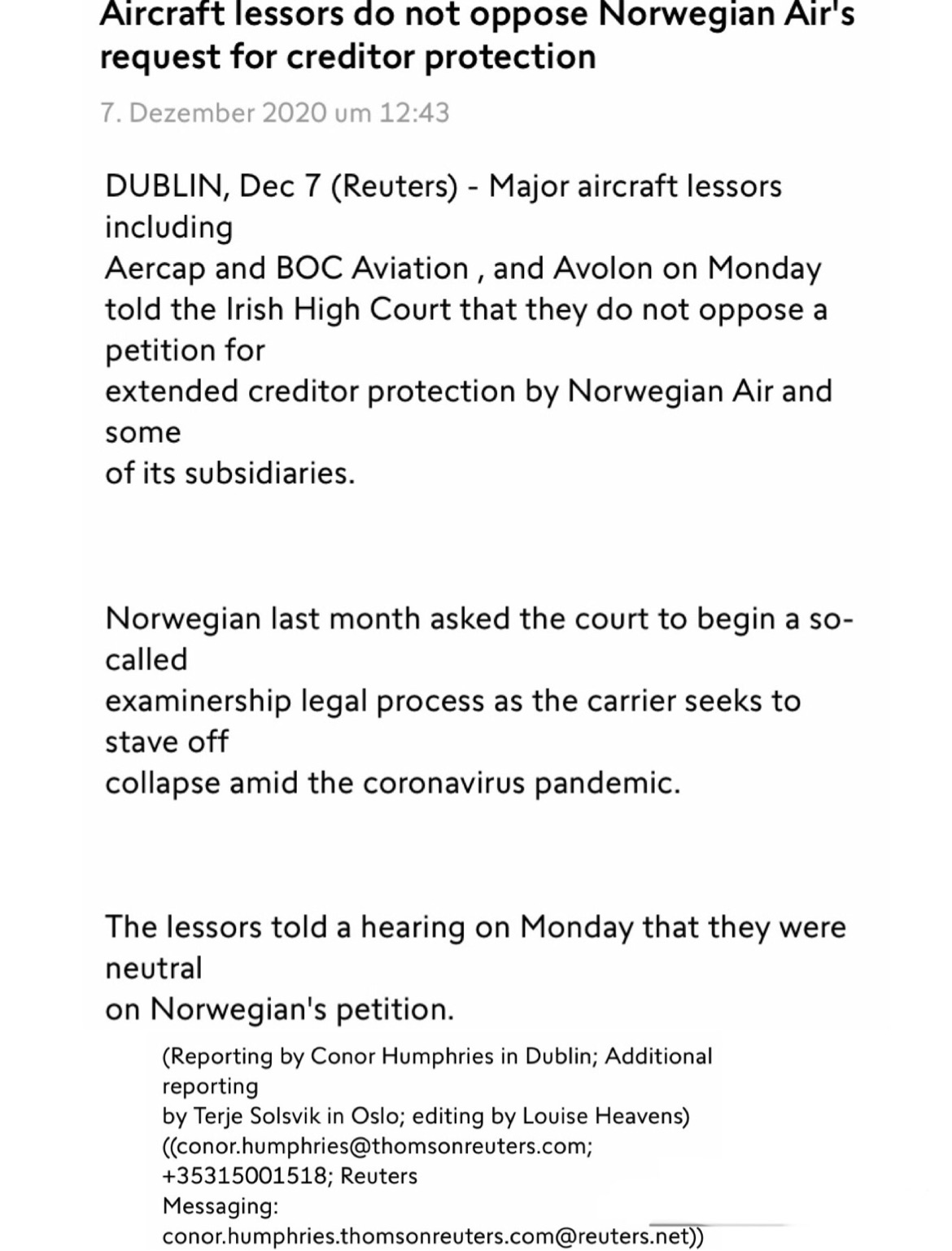 Norwegian Air Shuttle ASA 1218122