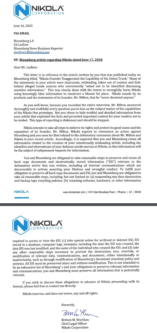 NIKOLA Corporation US6541101050 Nachfolge Thread V 1185503