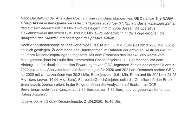 IPO:The Naga Group AG 1175340