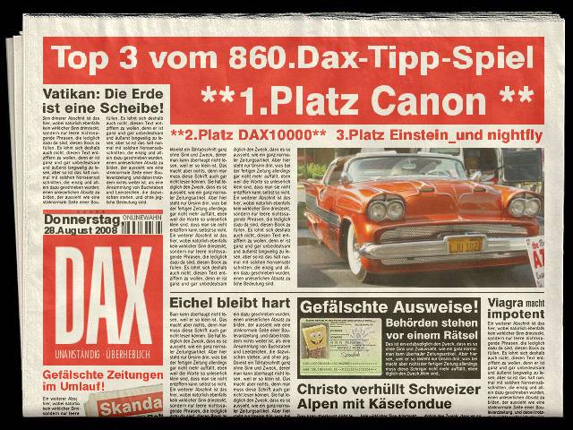 862.DAX Tipp-Spiel **Montag** 01.09.08, 17.45 Uhr 183082