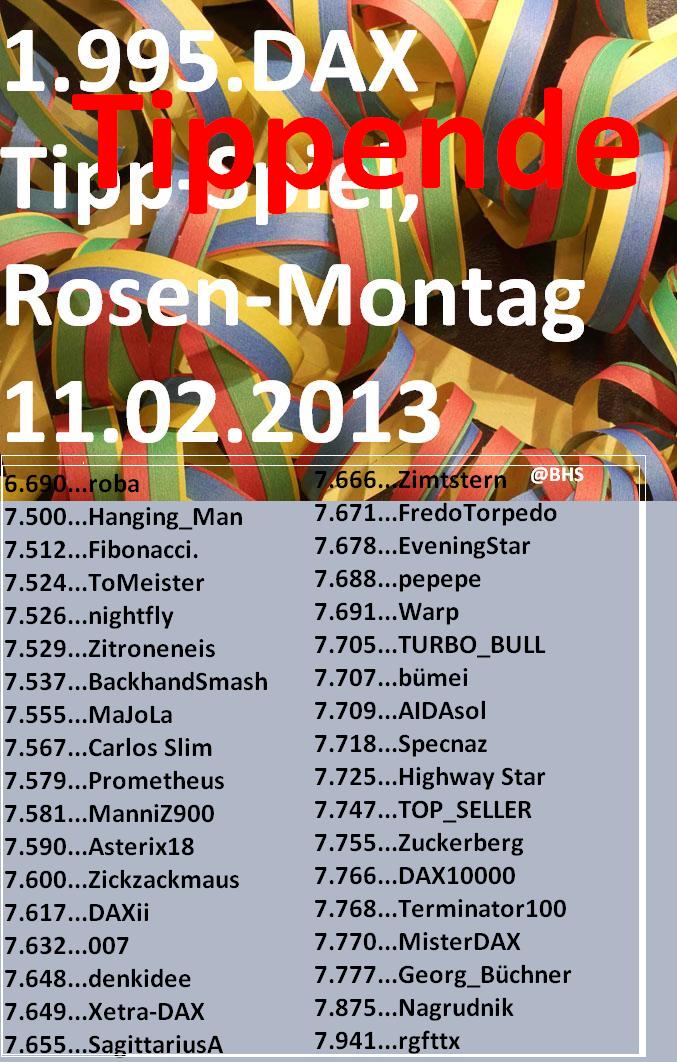 1.996.DAX Tipp-Spiel, Dienstag, 12.02.2013 577493