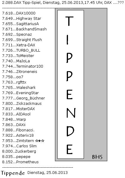 2.088.DAX Tipp-Spiel, Dienstag, 25.06.2013 618651