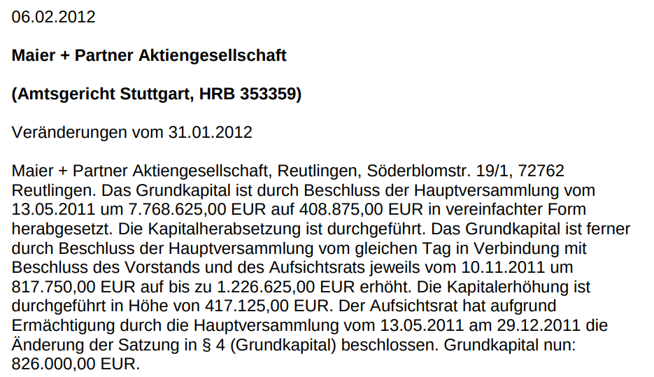 Maier und Partner AG WKN A1MMCY die 1000% Rallye? 1136488