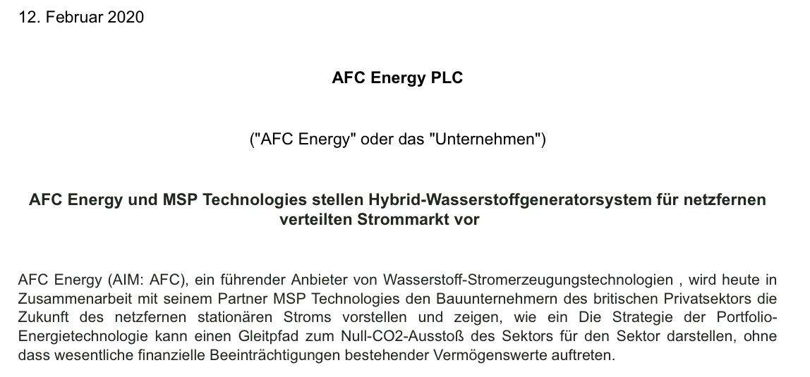 AFC Energy Aktie mit viel Potential 1160684