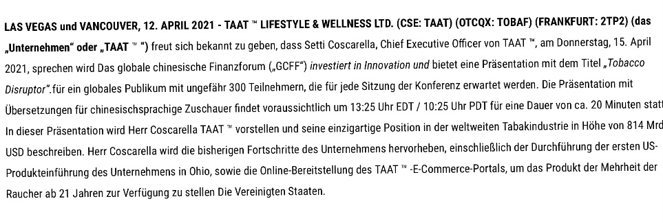 TAAT - Revolution am Tabakmarkt oder heiße Luft? 1246326