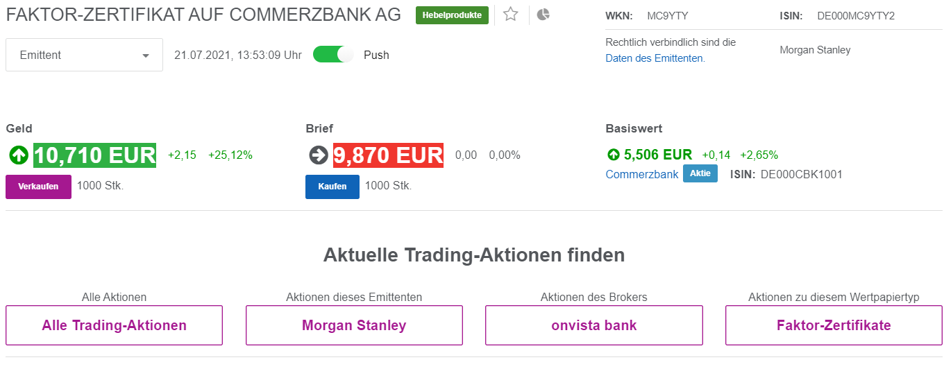 COMMERZBANK kaufen Kz. 28 € 1264902