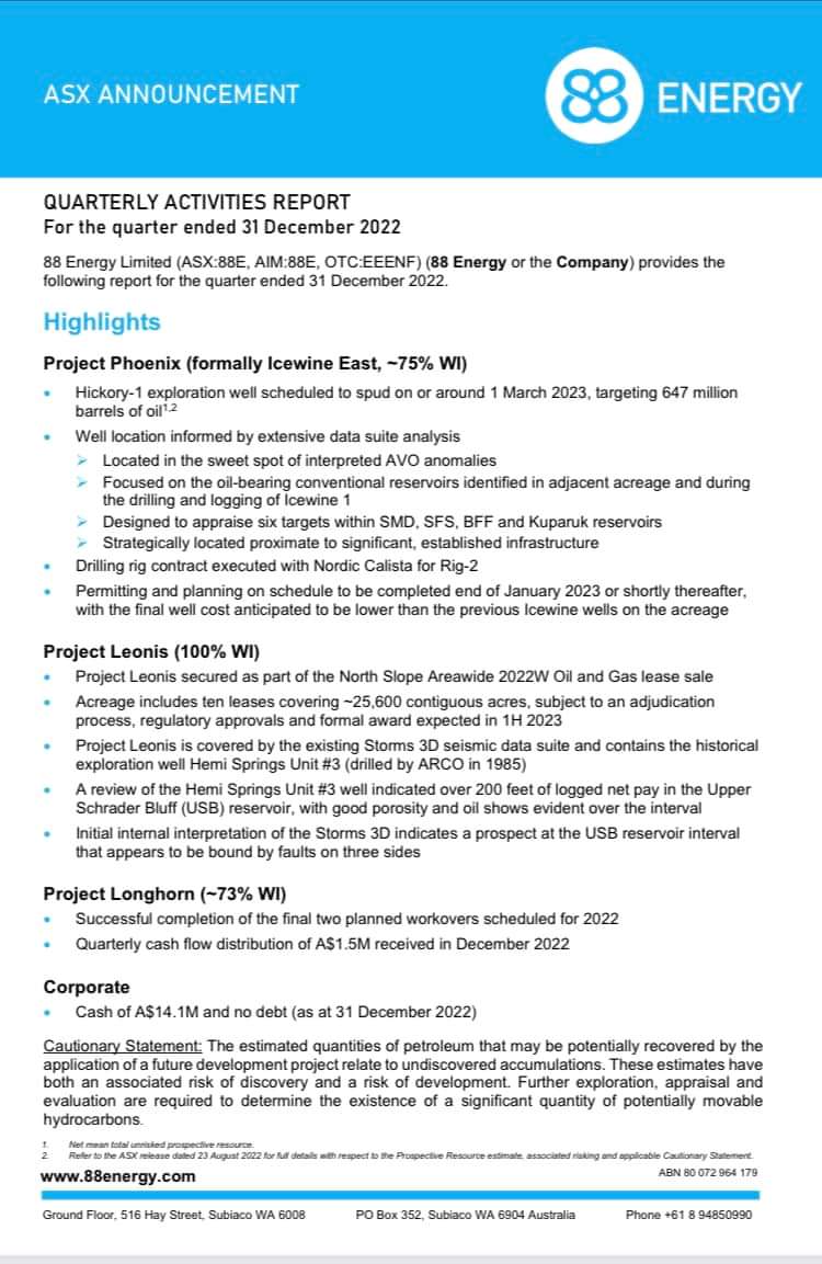 Öl-Projekt 88 Energy Project in der heißen Phase 1353239