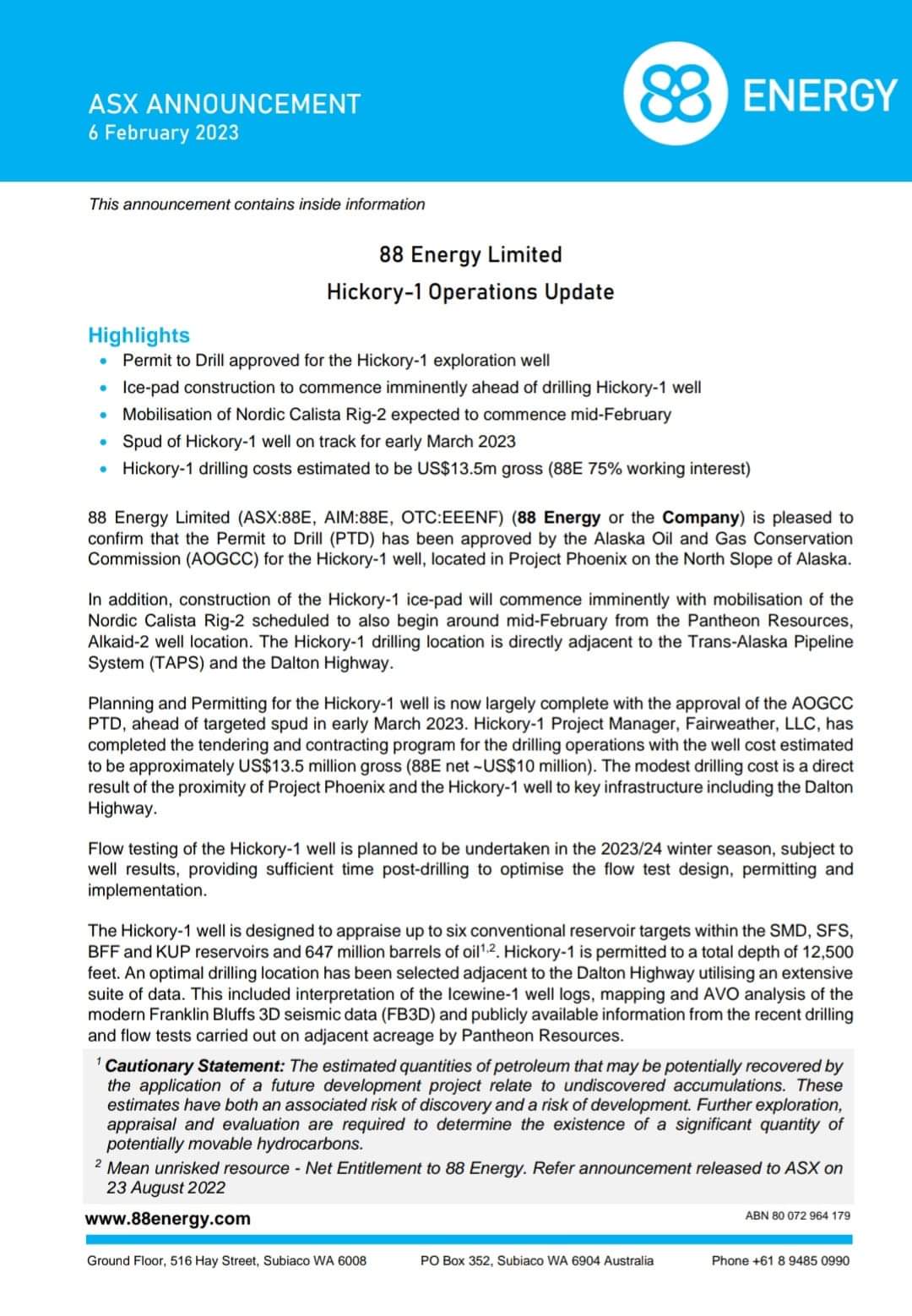 Öl-Projekt 88 Energy Project in der heißen Phase 1355626
