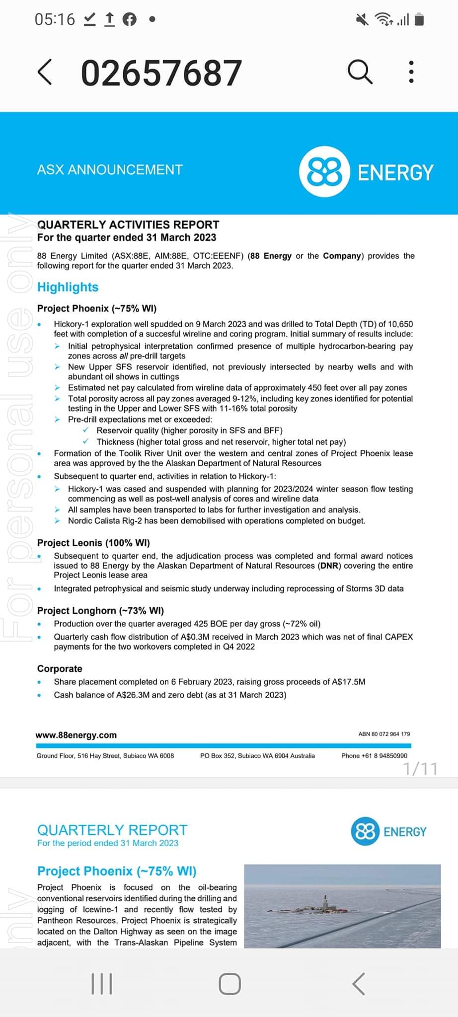 Öl-Projekt 88 Energy Project in der heißen Phase 1369476