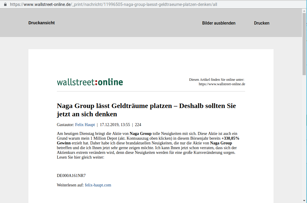 IPO:The Naga Group AG 1150938