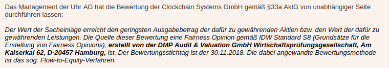 Neuausricht lt. Vorstand : Blockchain / Clockchain 1151315