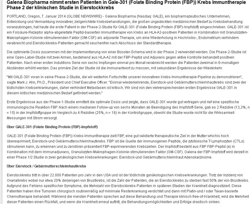 Galena Biopharma positive data from Phase 2 679627