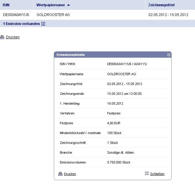 Goldrooster AG 508185