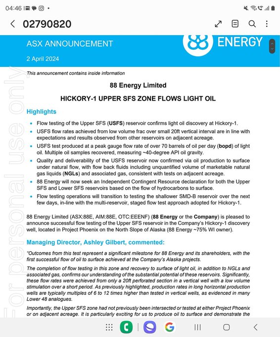 Öl-Projekt 88 Energy Project in der heißen Phase 1422987