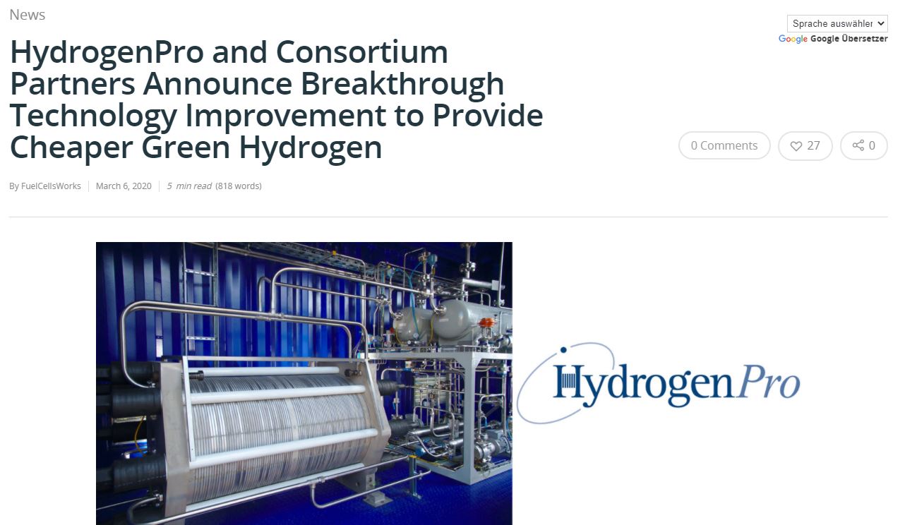 HydrogenPro der Player für Clean Energy, Norwegen 1218417