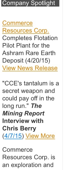 COMMERCE RESOURCES (€ 0,208) 819503