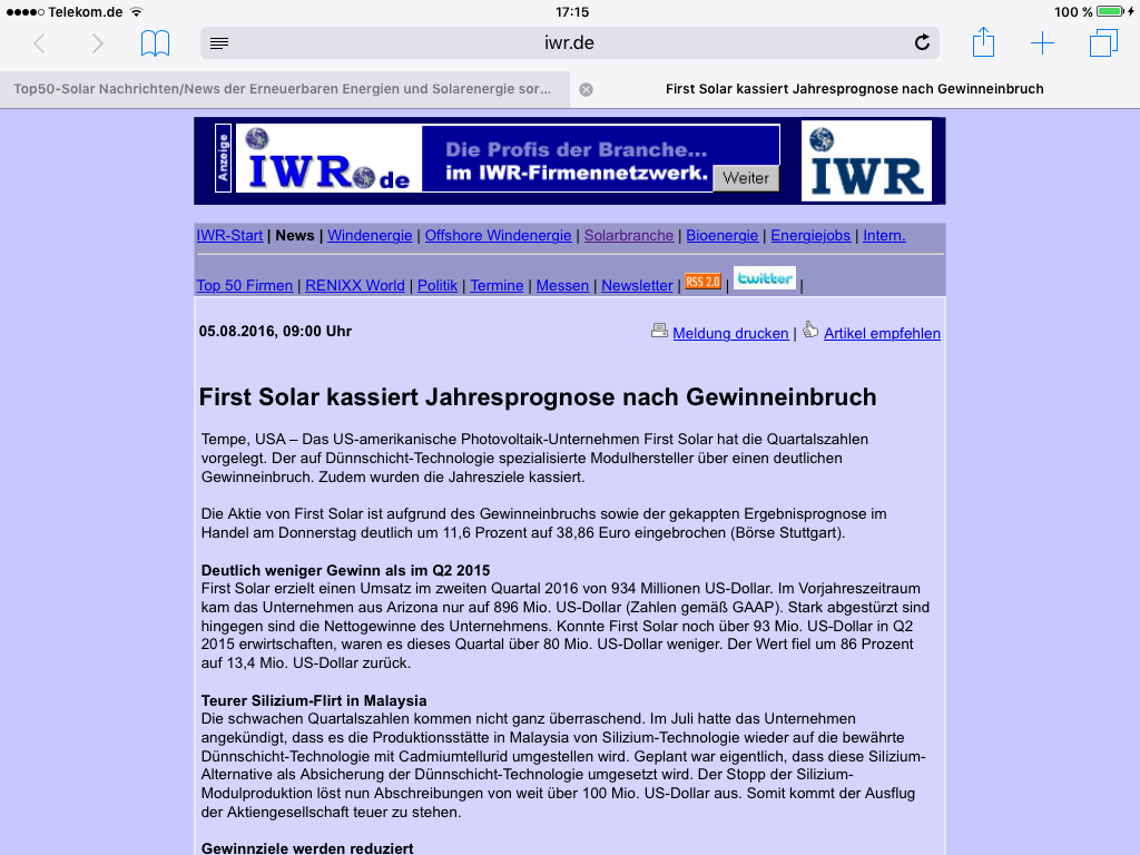 Jinko Solar vor einer Neubewertung ? 931360