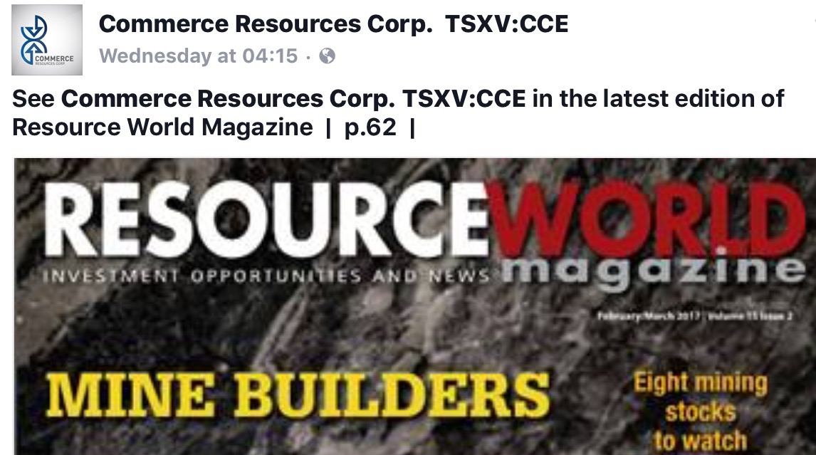 COMMERCE RESOURCES (€ 0,208) 974689