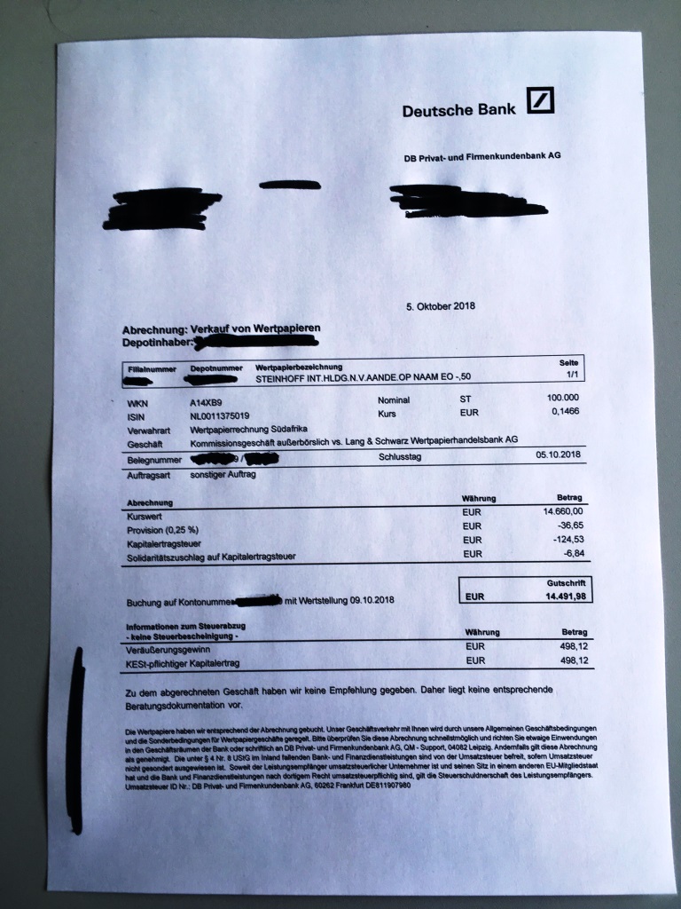 STEINHOFF International an die Tickers 1077378