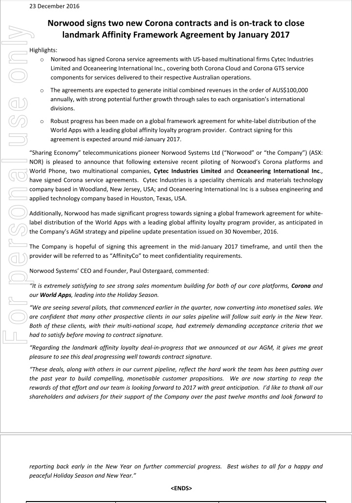 Norwood Systems 960610