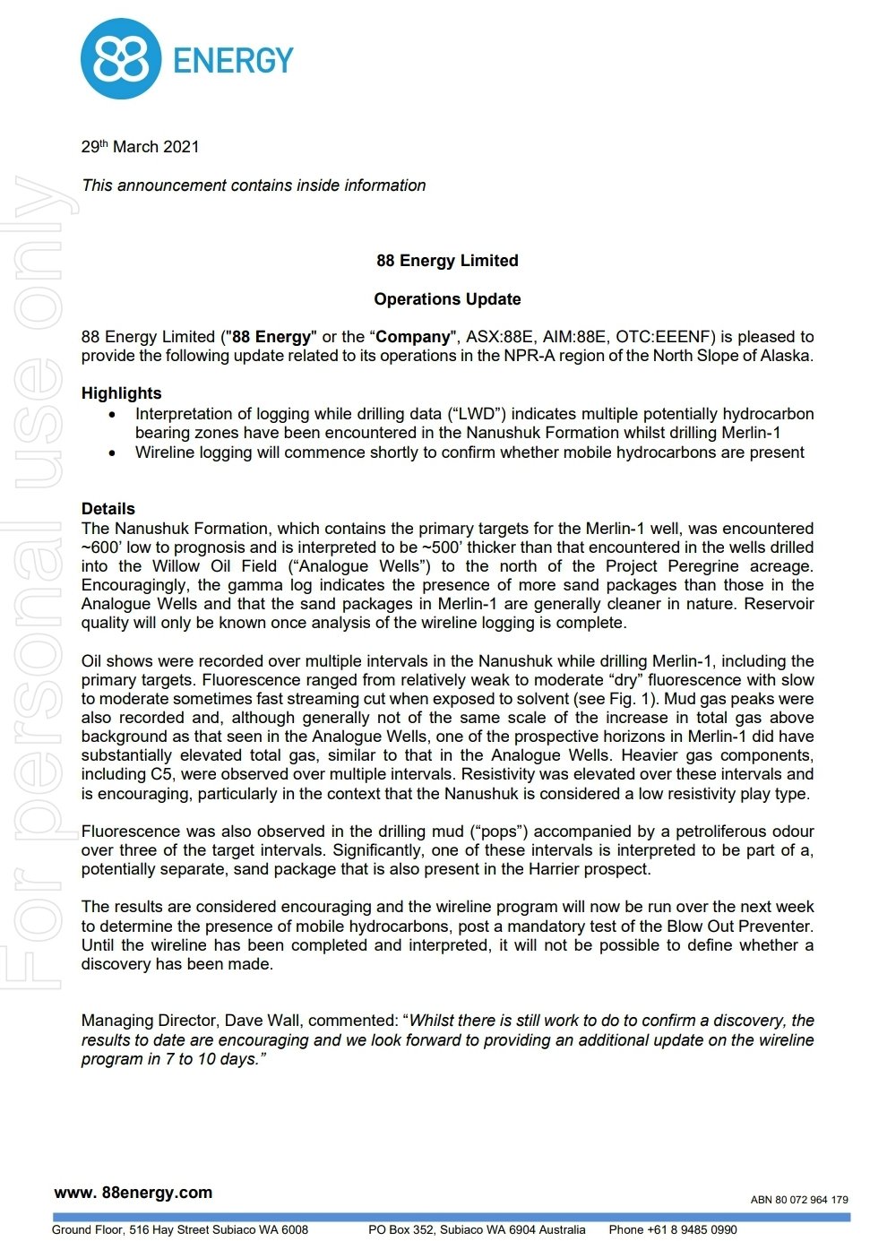 Öl-Projekt 88 Energy Project in der heißen Phase 1243102