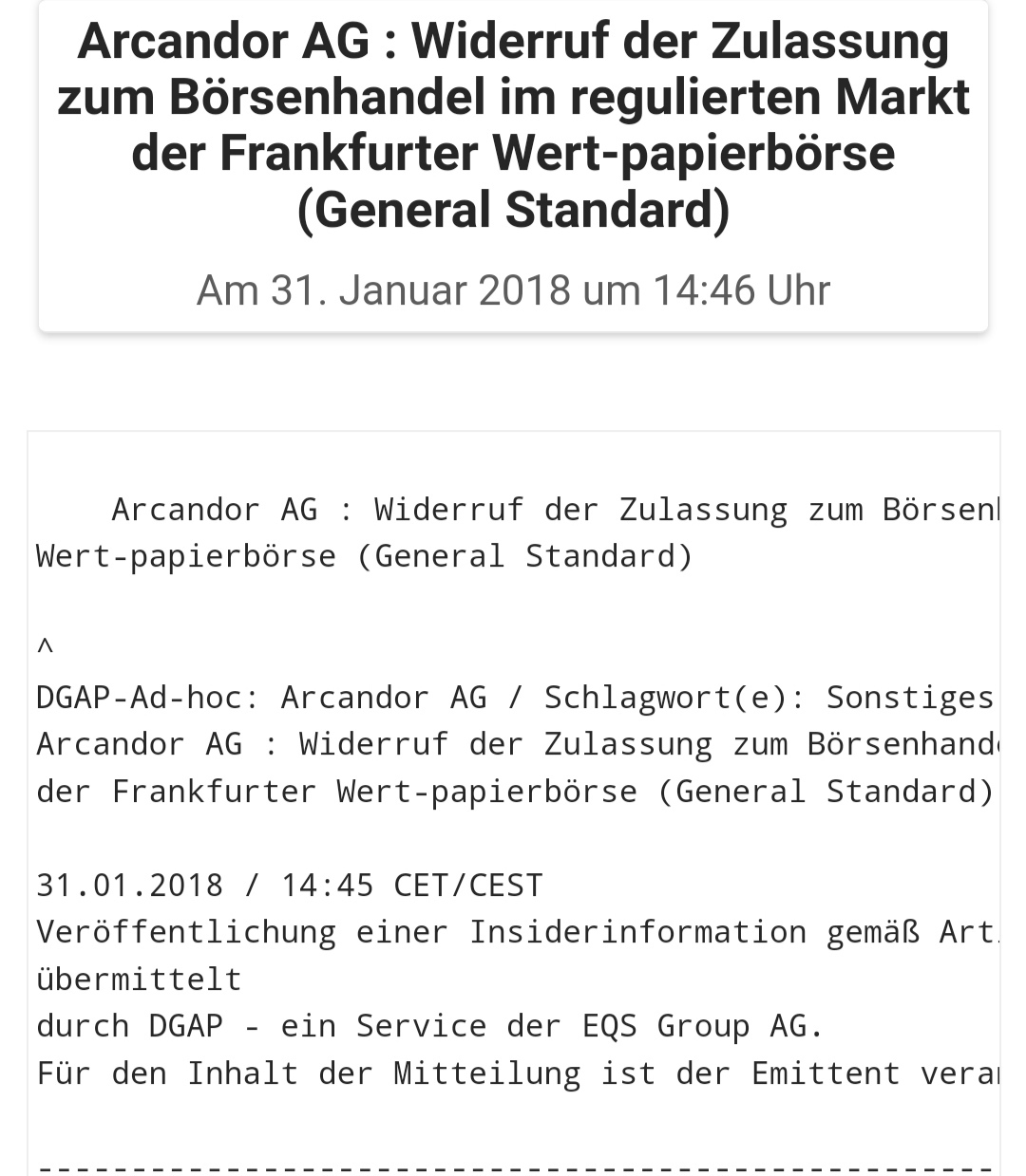 Arcandor AG nach der Insolvenz 1424224