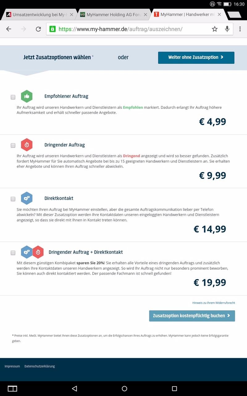 Umsatzentwicklung bei My-Hammer (Abacho) 922362