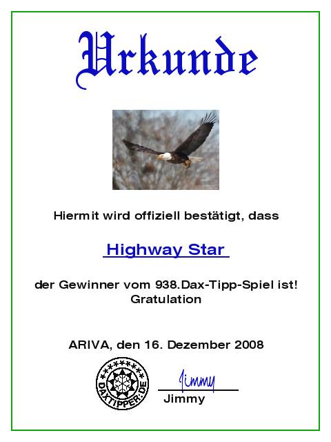 939.DAX Tipp-Spiel *Mittwoch* 17.12.08, 17.45 Uhr 205884